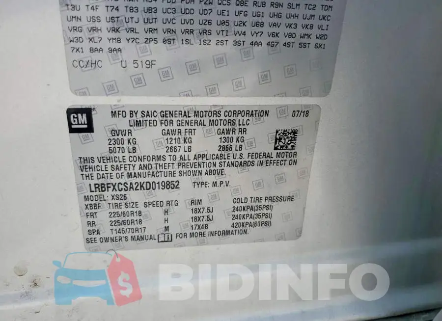 LRBFXCSA2KD019852 Photo# 13