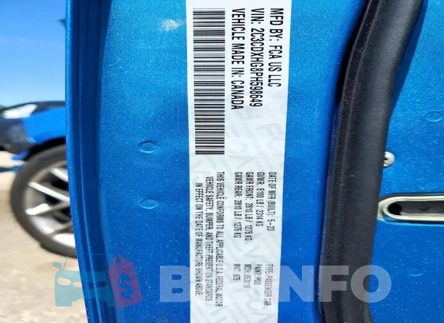2C3CDXHG8PH598649 Photo# 13