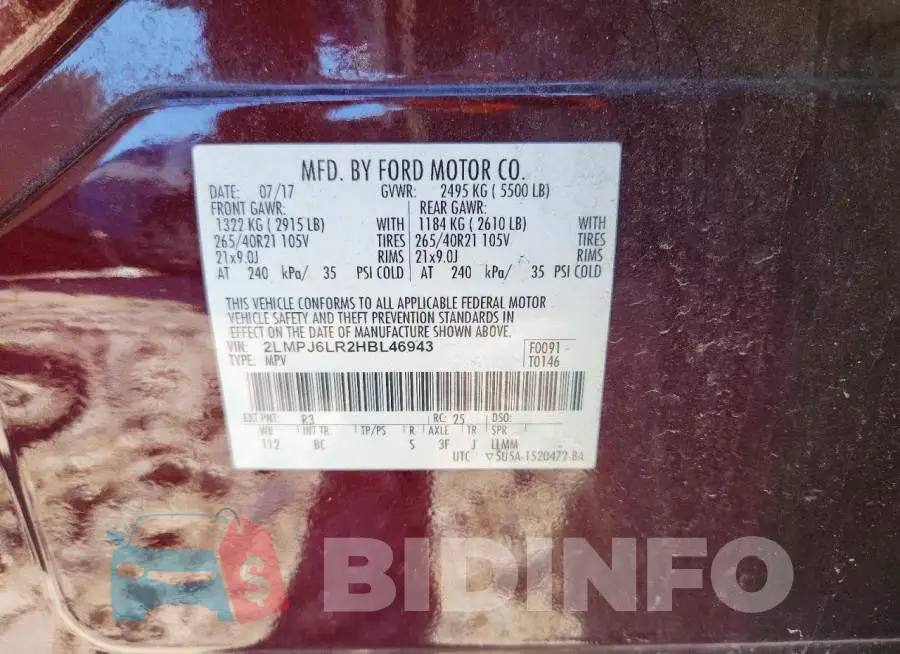 2LMPJ6LR2HBL46943 Photo# 13