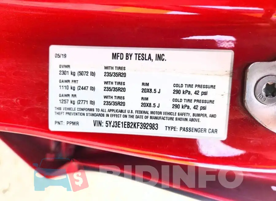 5YJ3E1EB2KF392983 Photo# 12