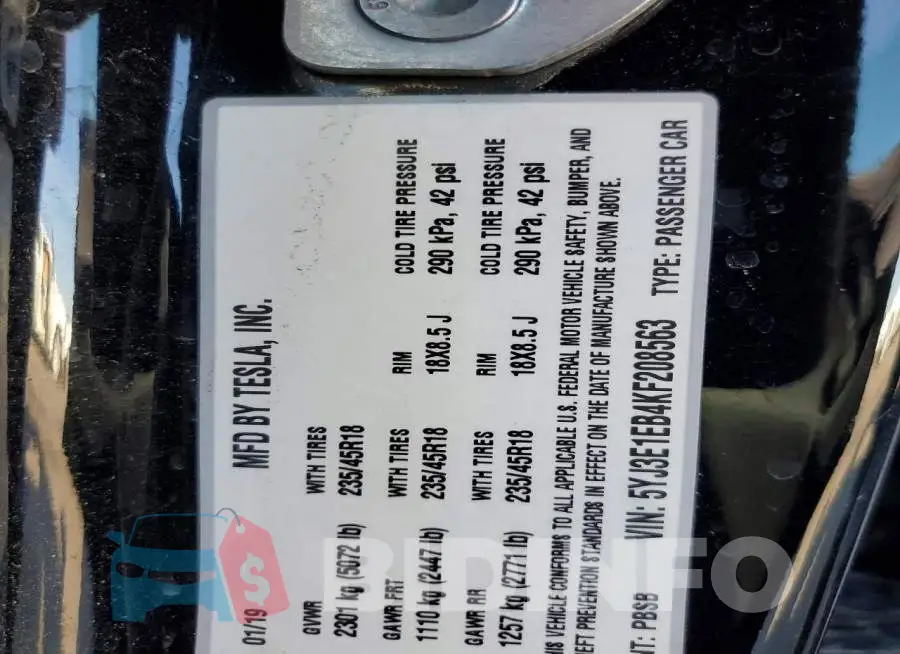 5YJ3E1EB4KF208563 Photo# 12