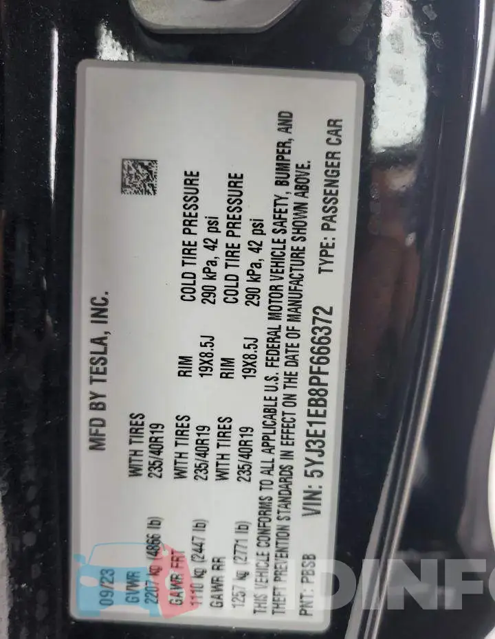 5YJ3E1EB8PF666372 Photo# 12
