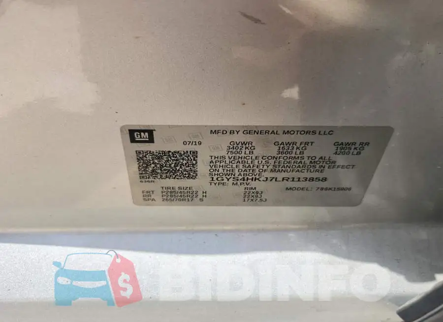 1GYS4HKJ7LR113858 Photo# 13