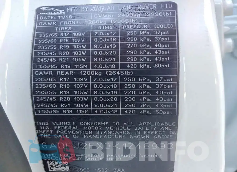 SADFJ2FX3K1Z46893 Photo# 13