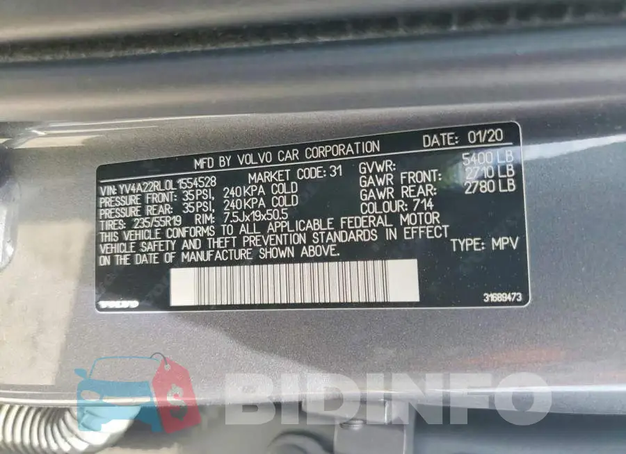 YV4A22RL0L1554528 Photo# 13