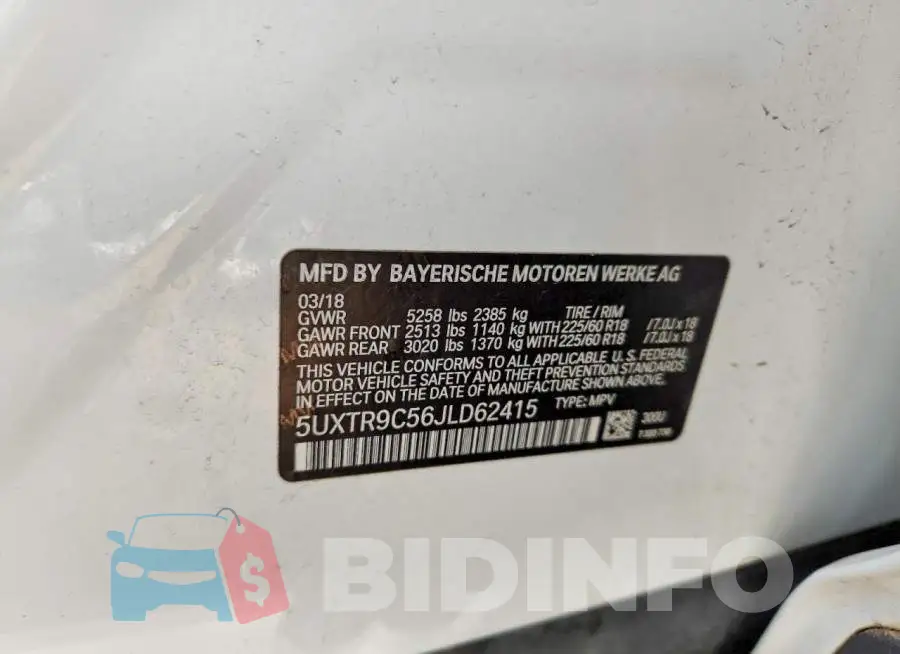 5UXTR9C56JLD62415 Photo# 12