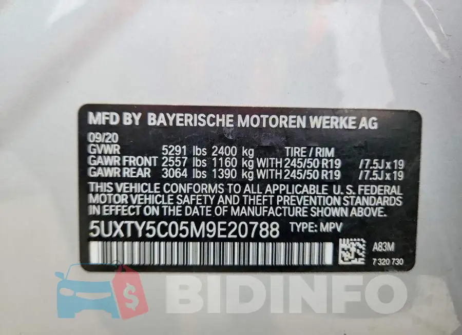 5UXTY5C05M9E20788 Photo# 14