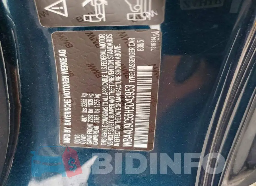 WBA4U9C55H5D43953 Photo# 12