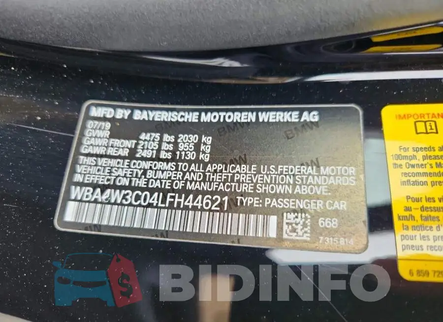 WBA4W3C04LFH44621 Photo# 12