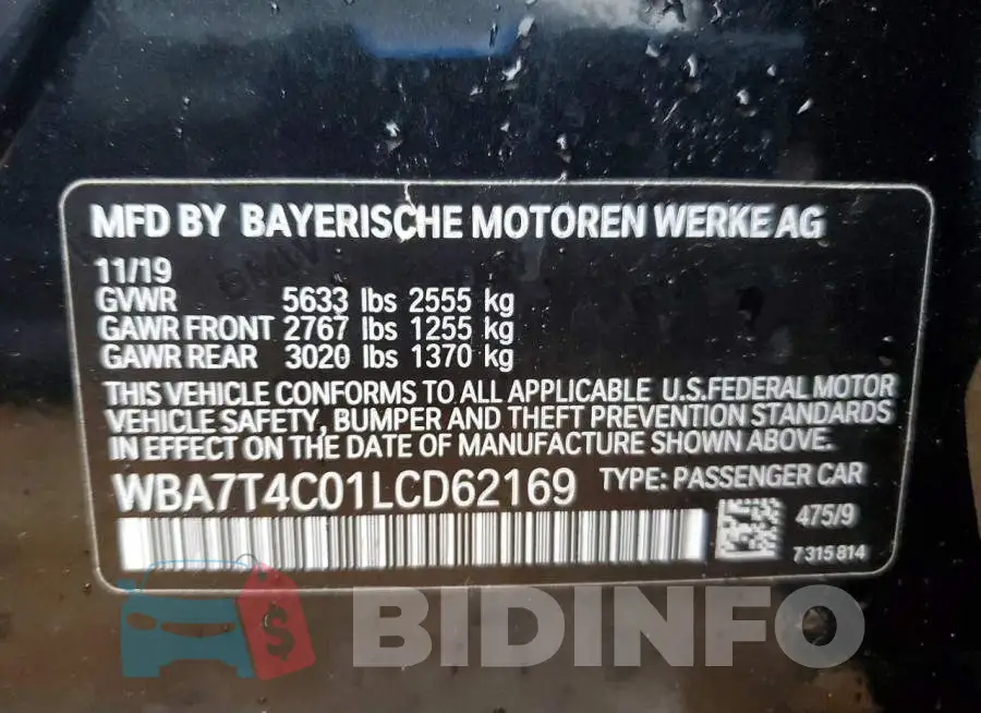 WBA7T4C01LCD62169 Photo# 12