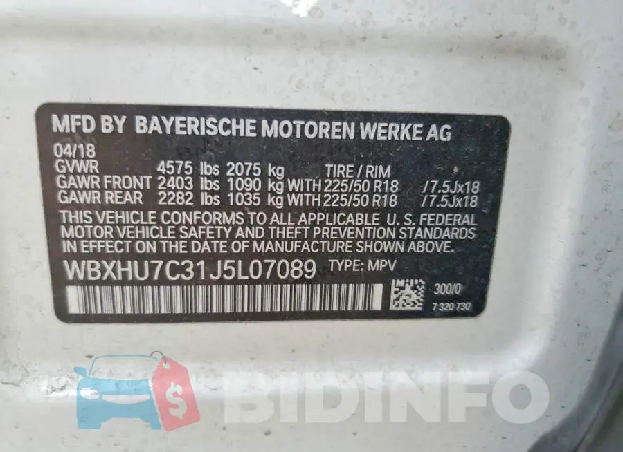 WBXHU7C31J5L07089 Photo# 12