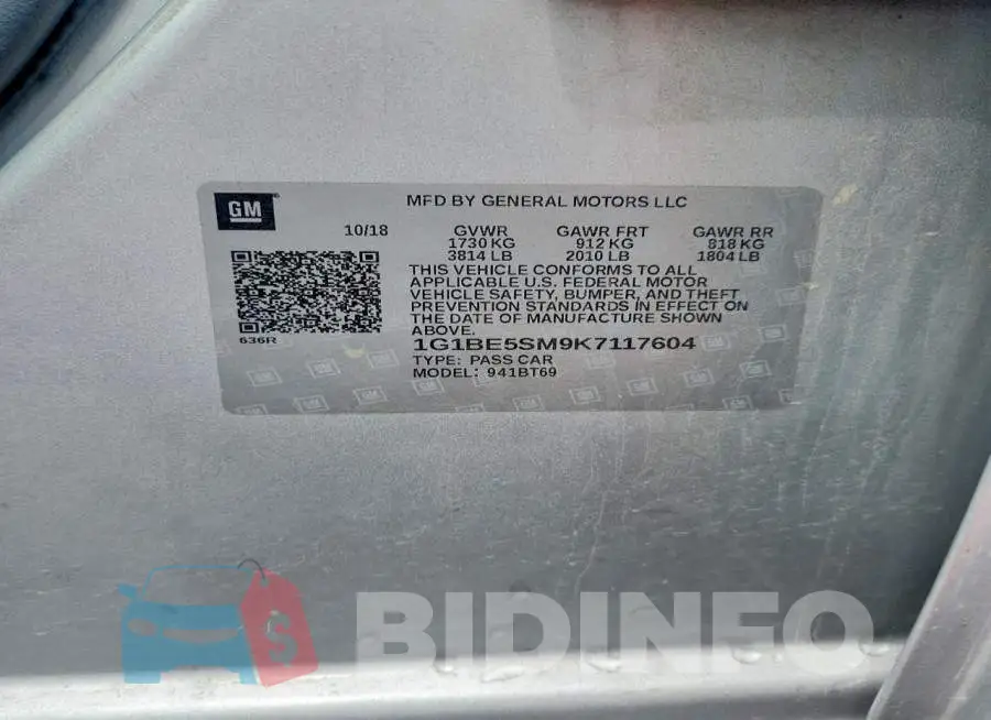 1G1BE5SM9K7117604 Photo# 12