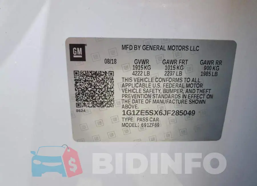 1G1ZE5SX6JF285049 Photo# 13