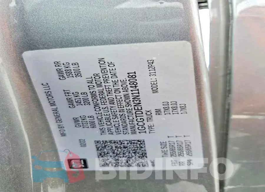 1GCGTDEN3N1148081 Photo# 12