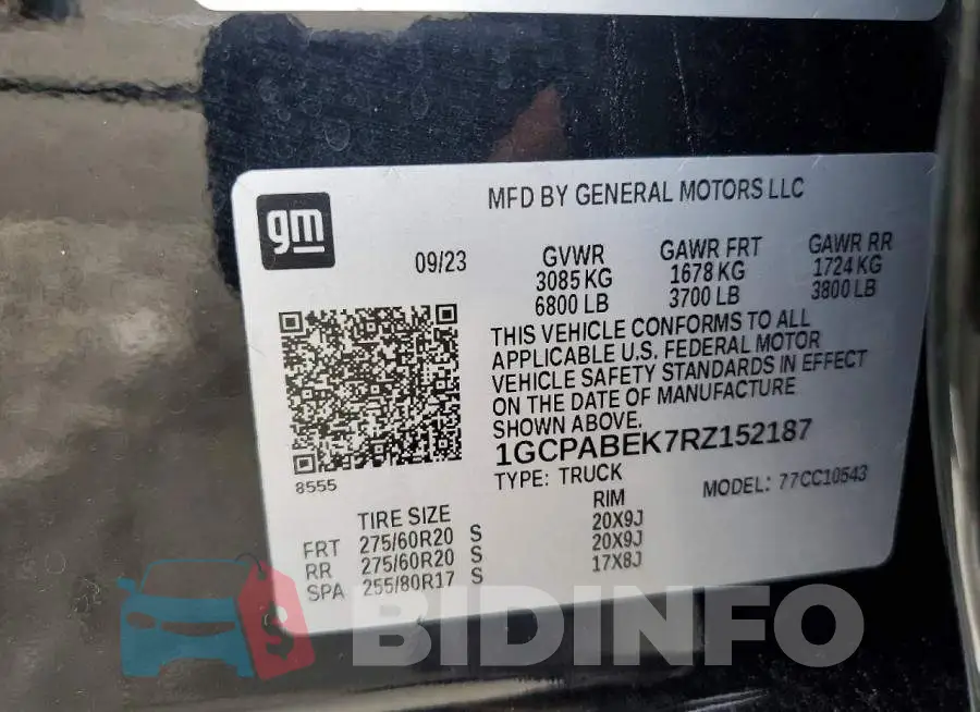 1GCPABEK7RZ152187 Photo# 12