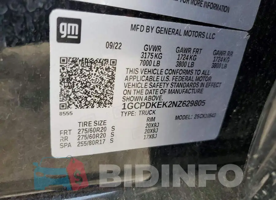 1GCPDKEK2NZ629805 Photo# 12