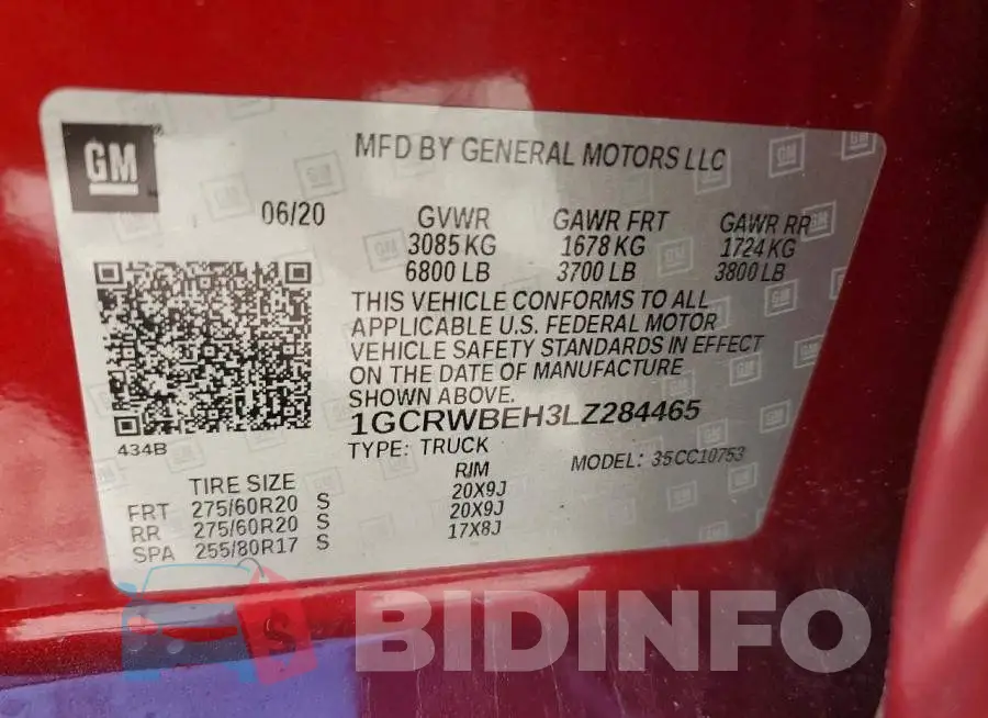 1GCRWBEH3LZ284465 Photo# 12