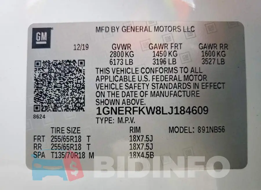 1GNERFKW8LJ184609 Photo# 13