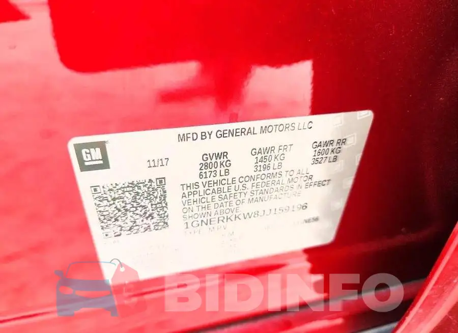 1GNERKKW8JJ159196 Photo# 13