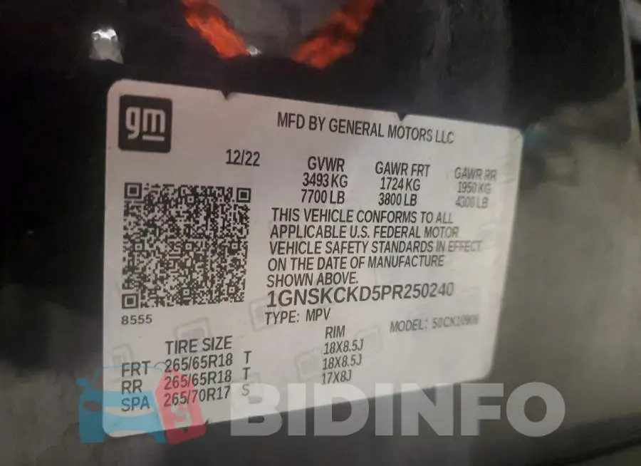 1GNSKCKD5PR250240 Photo# 14