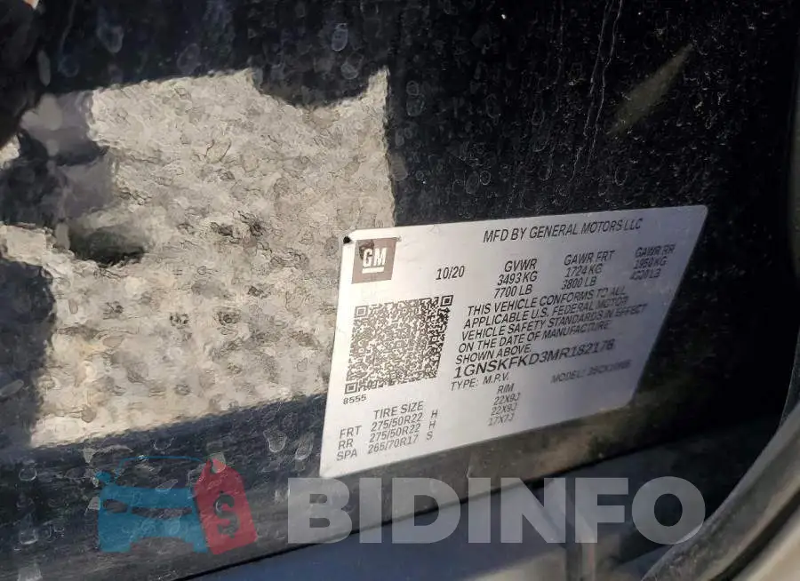 1GNSKFKD3MR182176 Photo# 13