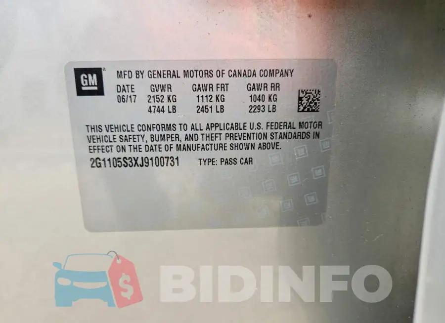 2G1105S3XJ9100731 Photo# 12