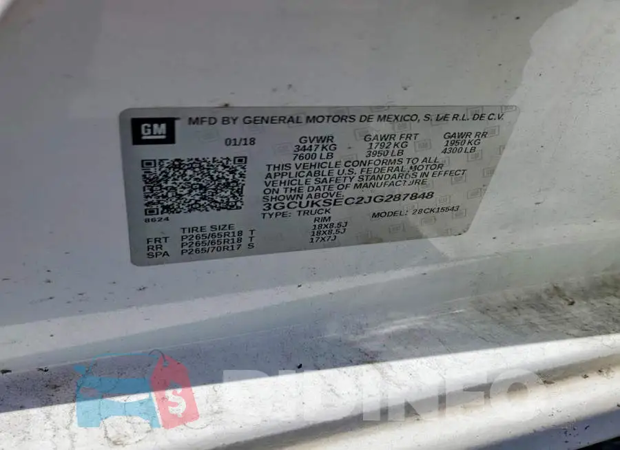 3GCUKSEC2JG287848 Photo# 12