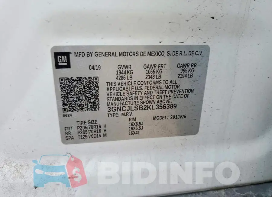 3GNCJLSB2KL356389 Photo# 13