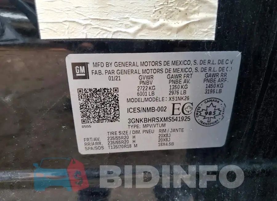 3GNKBHRSXMS541925 Photo# 12