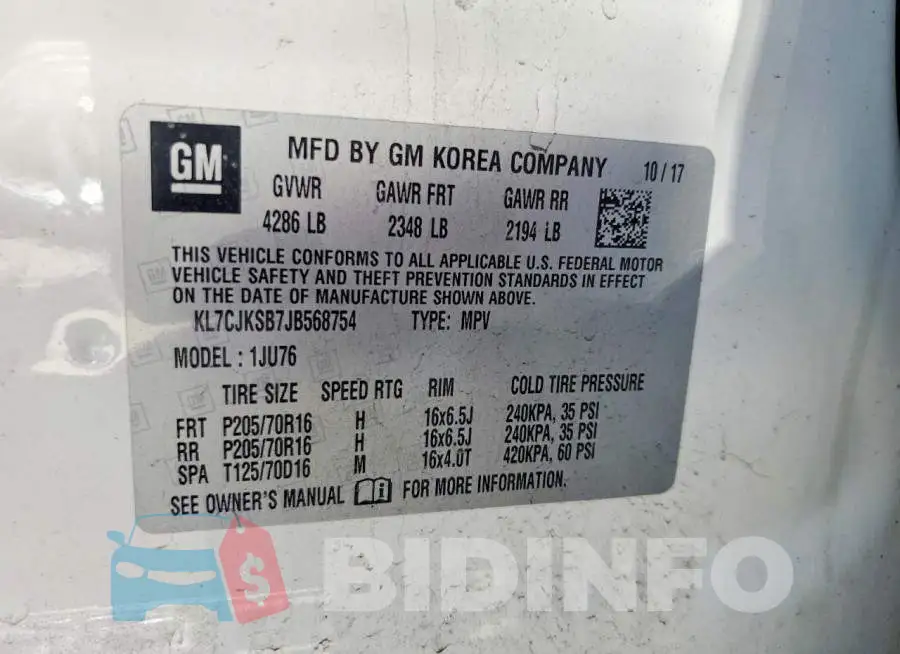 KL7CJKSB7JB568754 Photo# 13