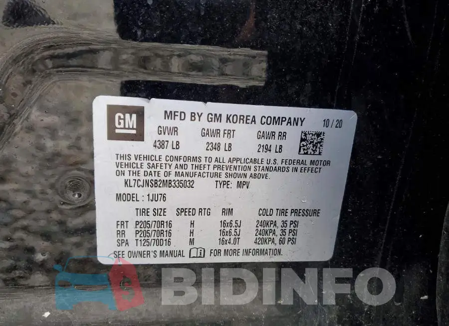 KL7CJNSB2MB335032 Photo# 12
