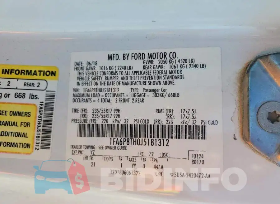 1FA6P8TH0J5181312 Photo# 13