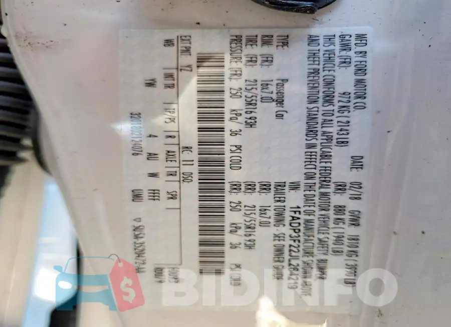 1FADP3F22JL264219 Photo# 13
