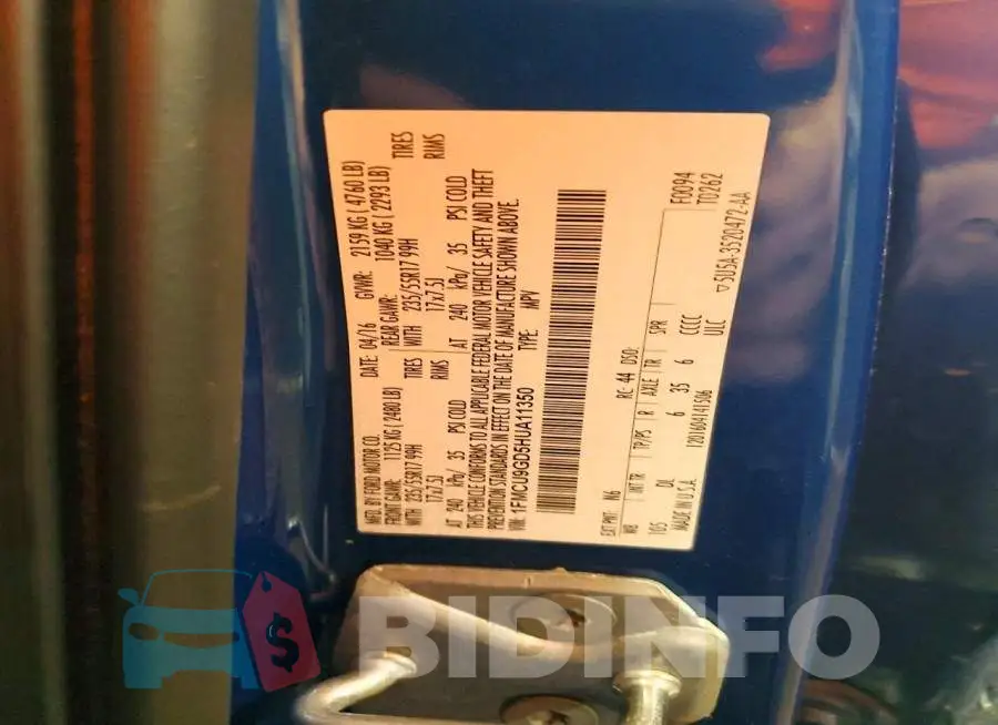 1FMCU9GD5HUA11350 Photo# 13