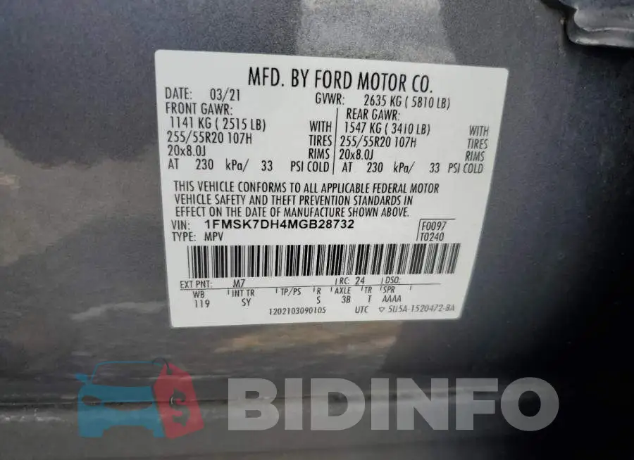 1FMSK7DH4MGB28732 Photo# 13
