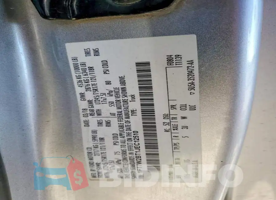 1FT7W2BT1JEC12510 Photo# 12