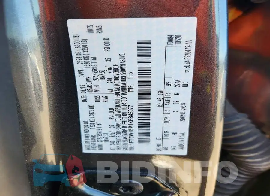 1FTEW1EP1KFB45077 Photo# 12