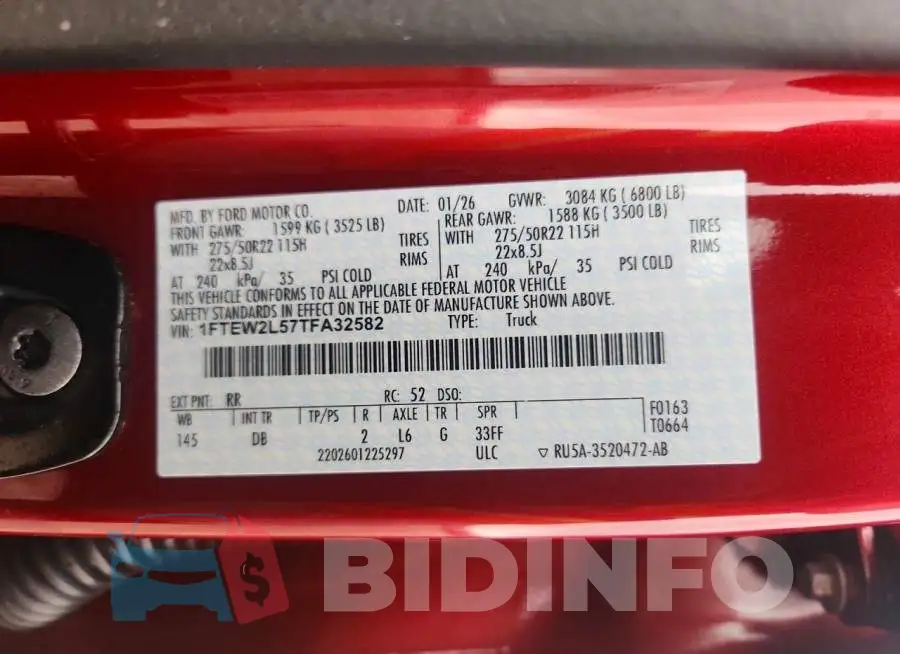 1FTEW2L57TFA32582 Photo# 12