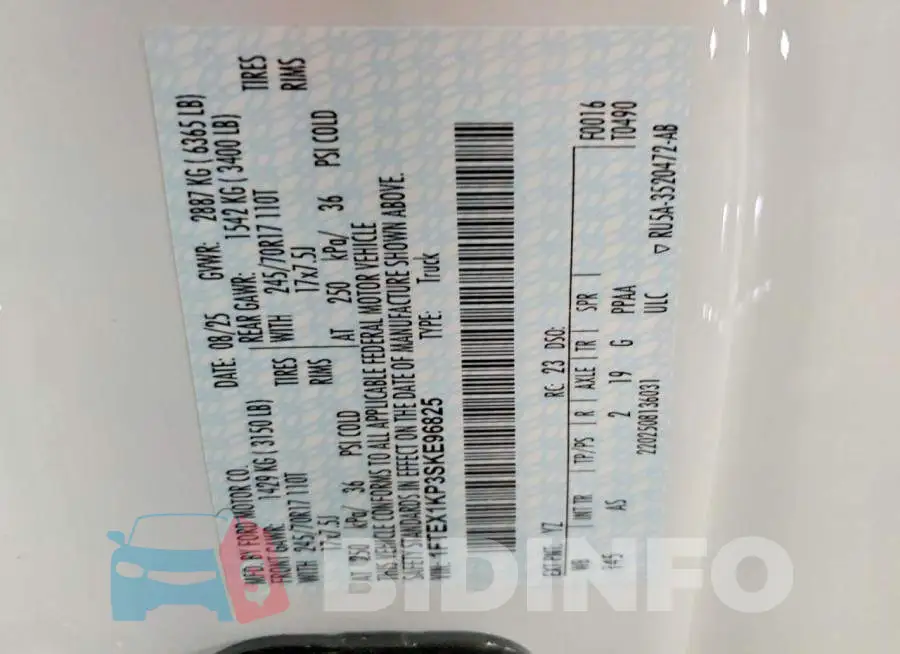 1FTEX1KP3SKE96825 Photo# 12