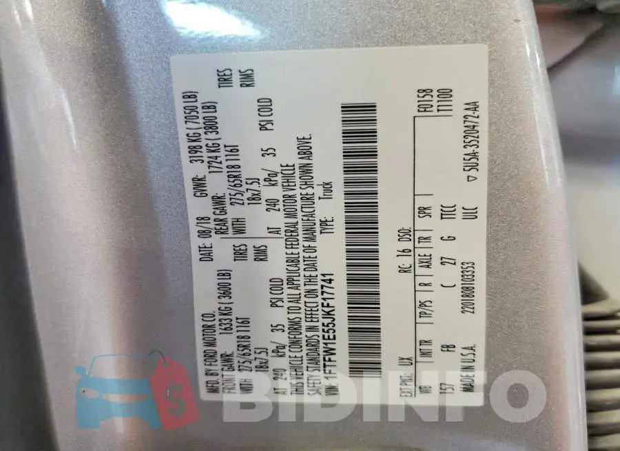 1FTFW1E55JKF17741 Photo# 13