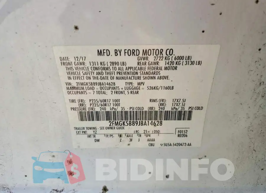 2FMGK5B89JBA14628 Photo# 13