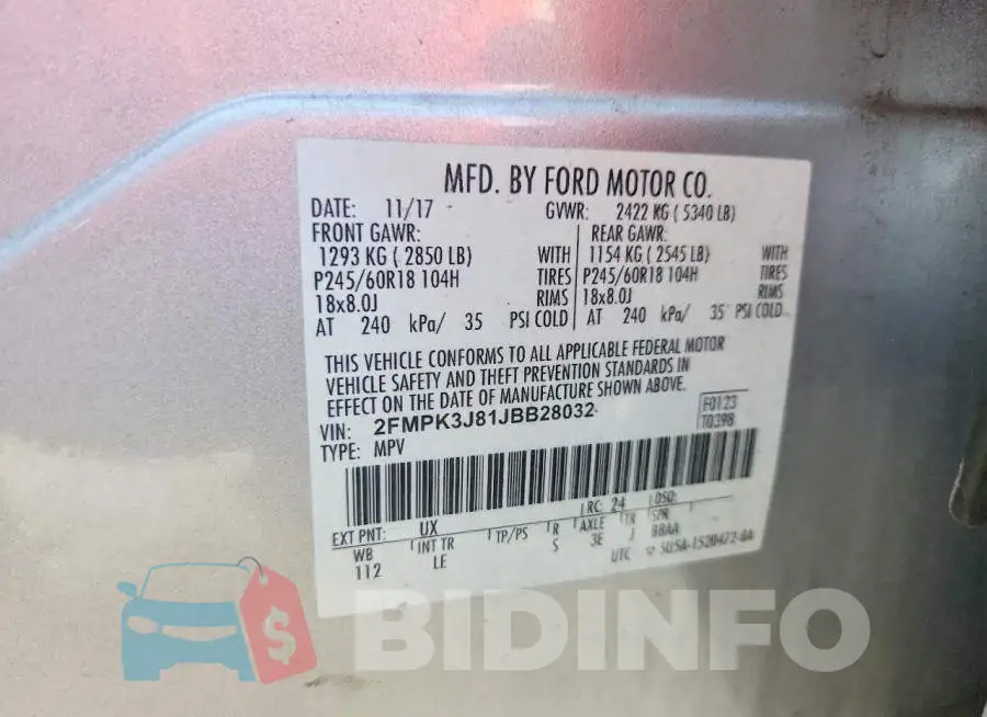 2FMPK3J81JBB28032 Photo# 14
