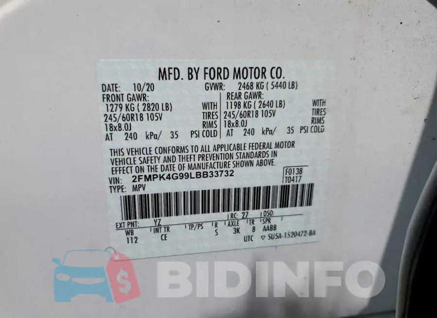2FMPK4G99LBB33732 Photo# 13