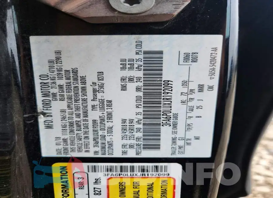 3FA6P0LUXJR192099 Photo# 12