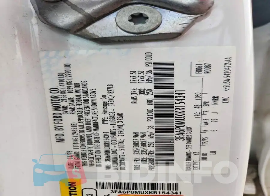 3FA6P0MUXKR154341 Photo# 13