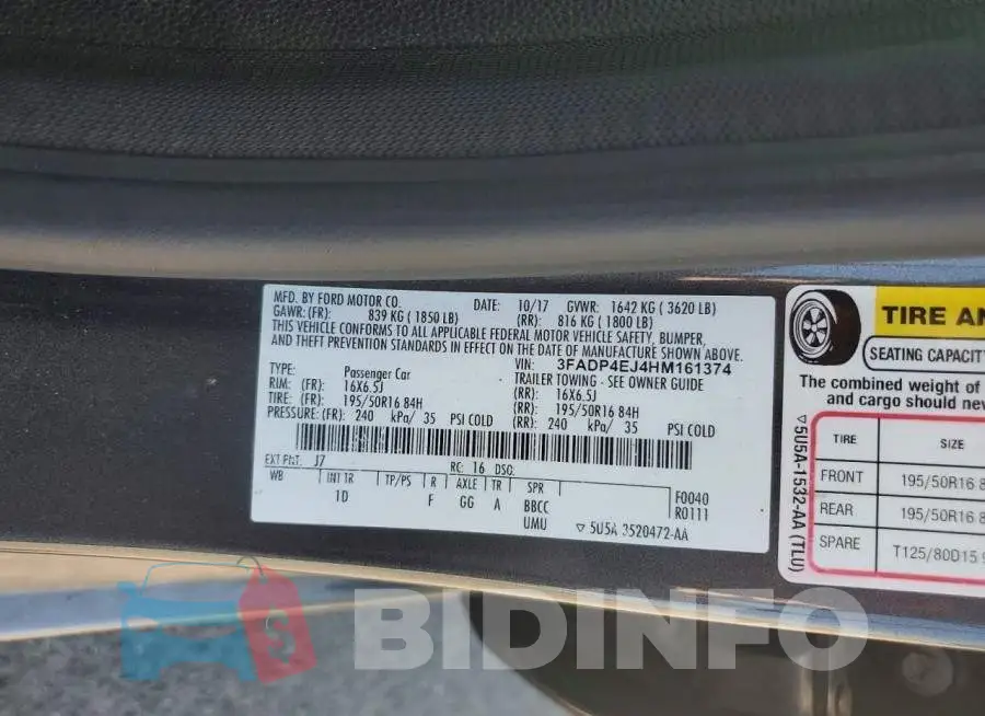 3FADP4EJ4HM161374 Photo# 13