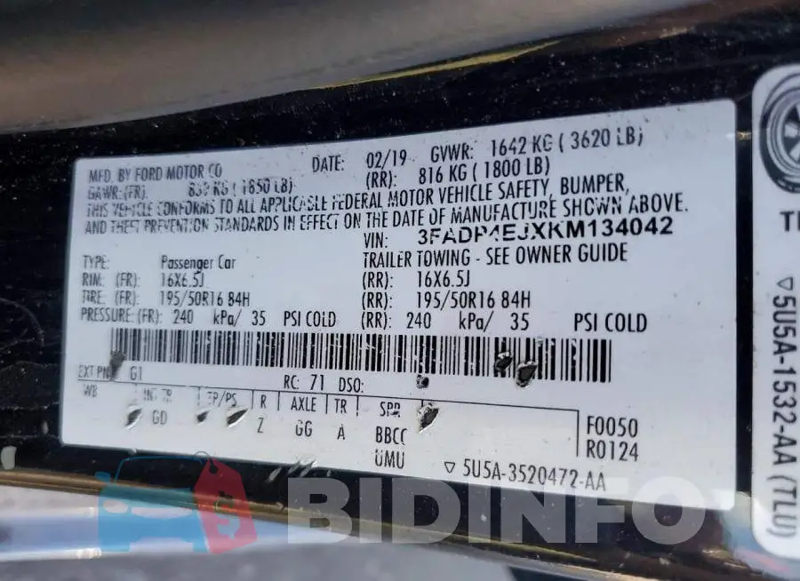3FADP4EJXKM134042 Photo# 12