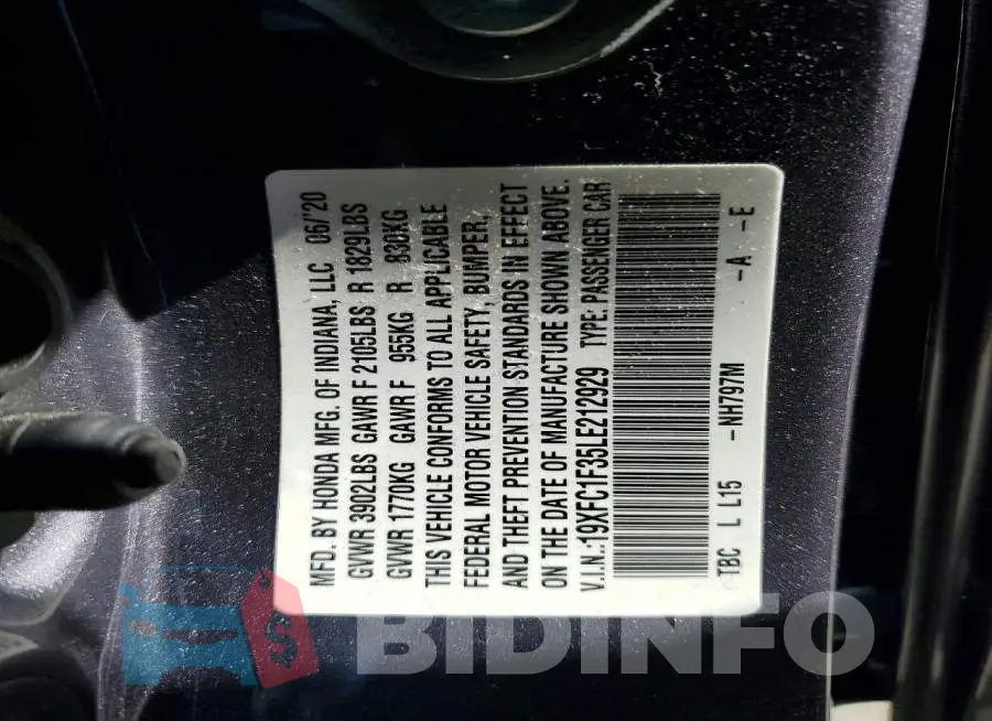 19XFC1F35LE212929 Photo# 12