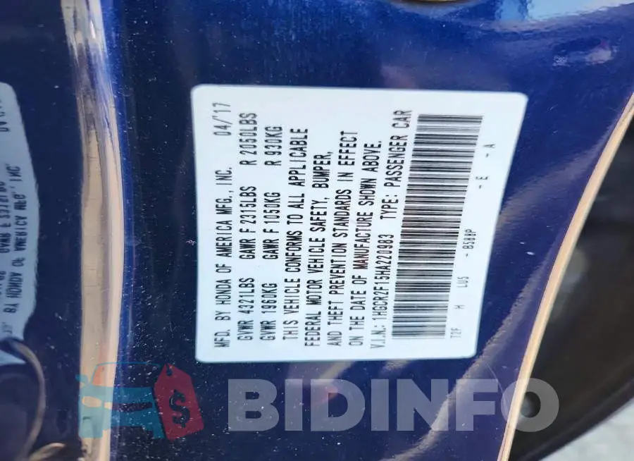 1HGCR2F15HA220983 Photo# 12