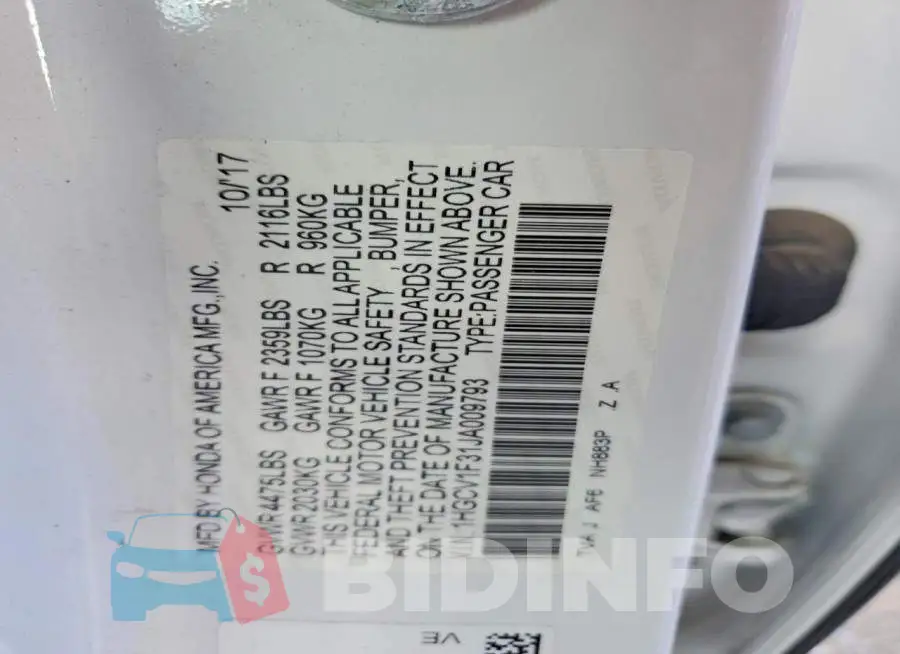 1HGCV1F31JA009793 Photo# 12